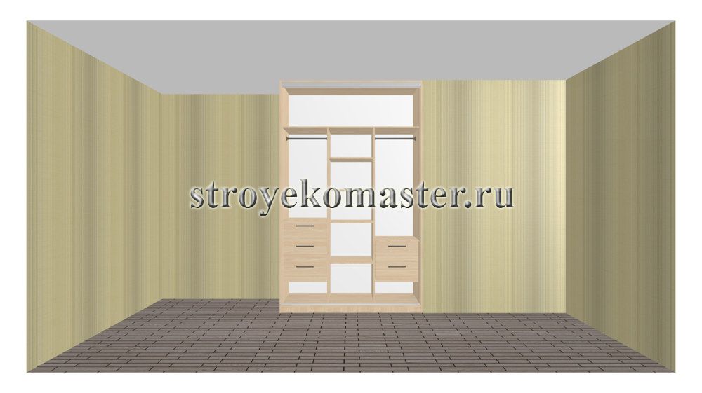 Проект шкафа купе с размерами для детской. Наполнение.