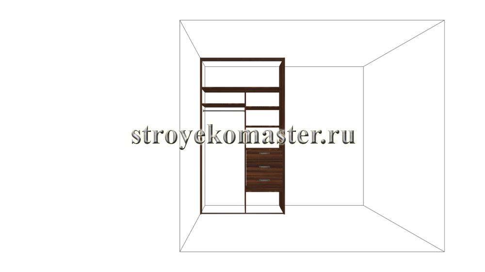 Проект - Чертеж шкафа купе с размерами. Наполнение.