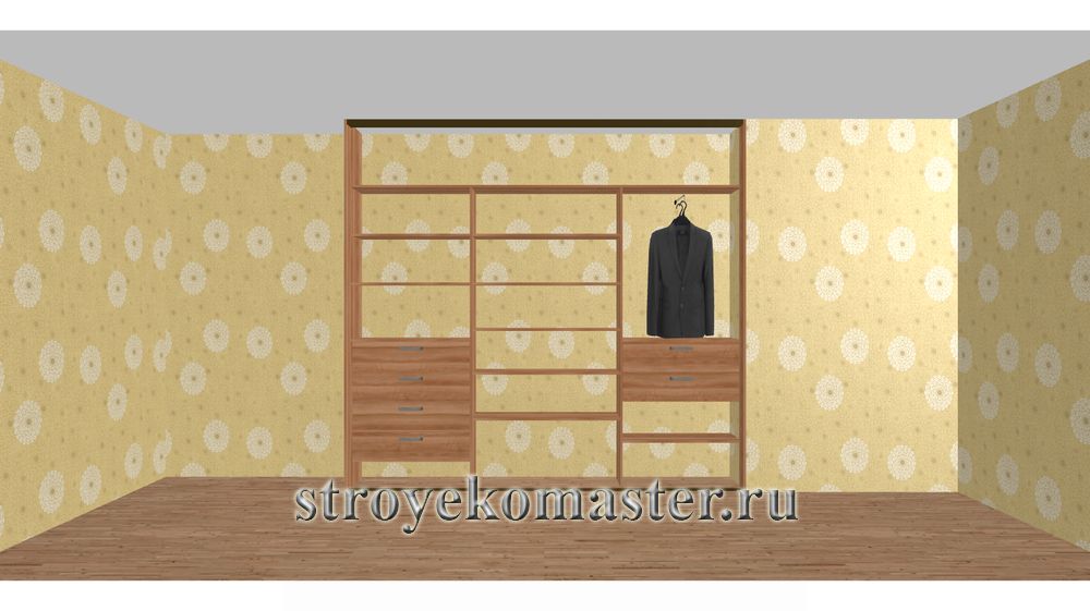 Проект - Шкаф купе 2,5 метра в спальне. Наполнение.