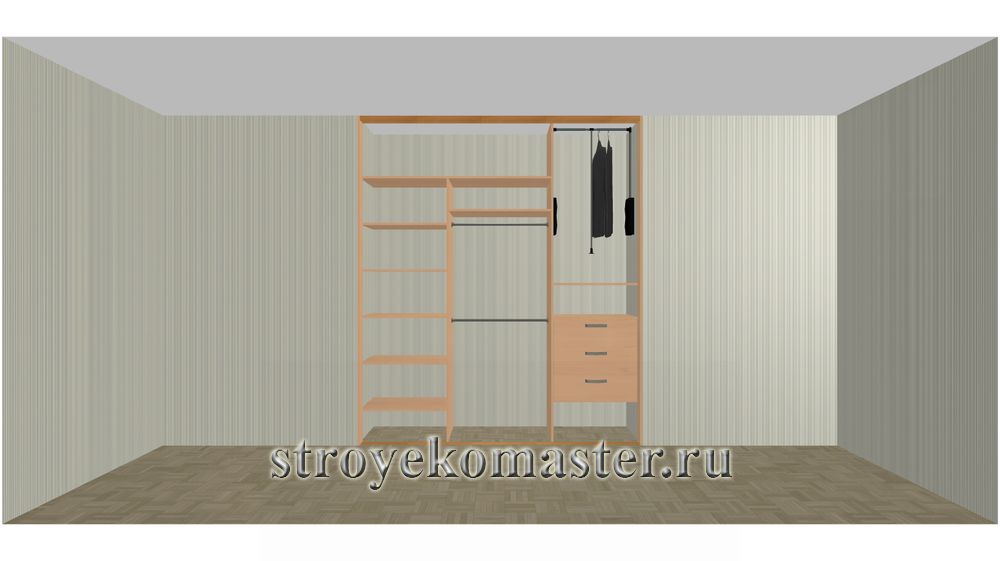 Проект - Шкаф купе встроенный 2,3 метра в гостиной. Наполнение.