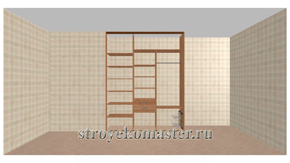 Проект - Шкаф купе встроенный 2,5 метра в гостиной. Наполнение.